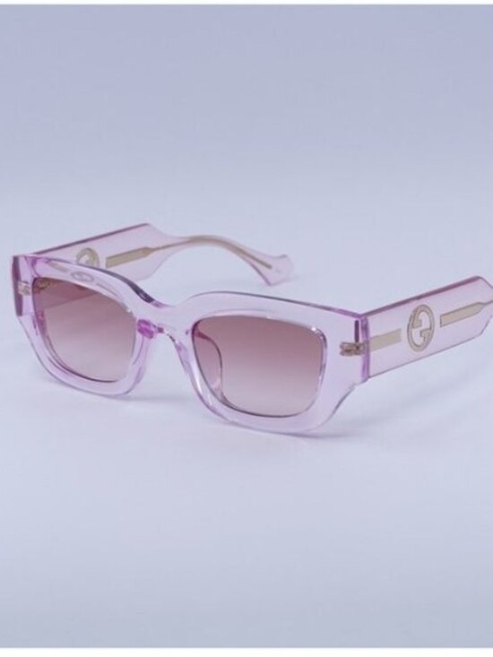 Gucci GG1558SK 003 Sunglasses Pink Rectangle Frame, Burgundy Lenses main image 12